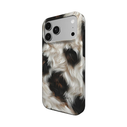 Black Cowhide phone case – MagSafe iPhone case, detail view