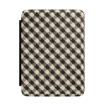 Black Cream Check Kindle case — black and cream check print