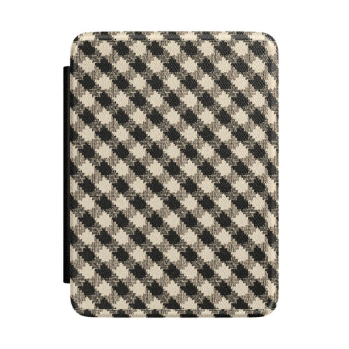 Black Cream Check Kindle case — black and cream check print