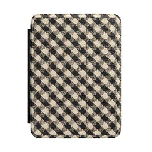 Black Cream Check Kindle case — black and cream check print