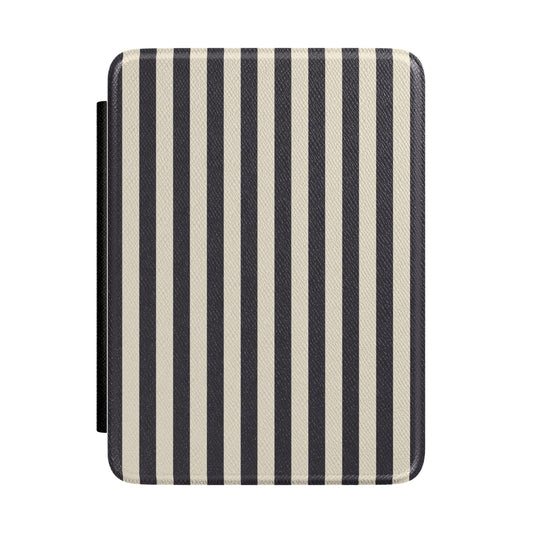 Black and Taupe Stripe Kindle Case - front view