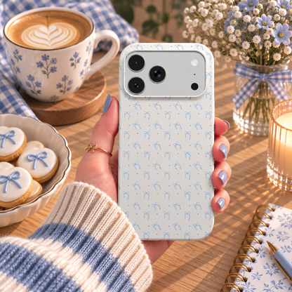 Blue Bow phone case – MagSafe iPhone case, styled photo