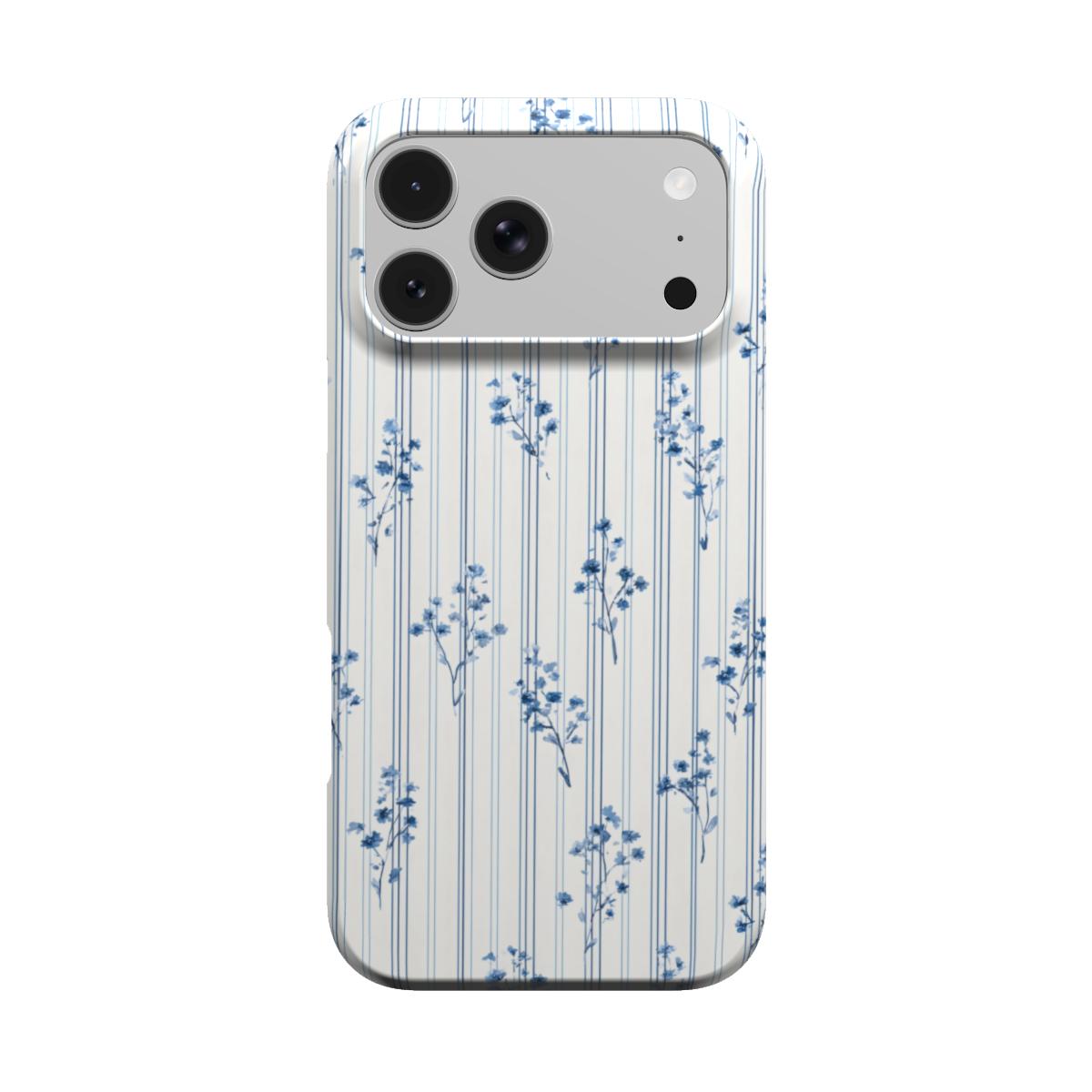 Blue Floral Pinstripe phone case – MagSafe iPhone case, front view