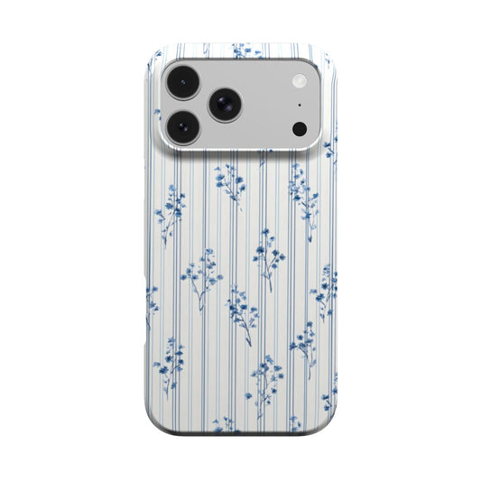Blue Floral Pinstripe phone case – MagSafe iPhone case, front view