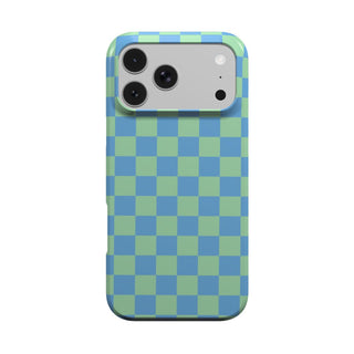 Blue & Green Check phone case – MagSafe iPhone case, front view