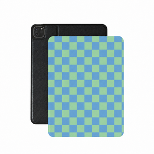 Blue & Green Checkerboard iPad Case