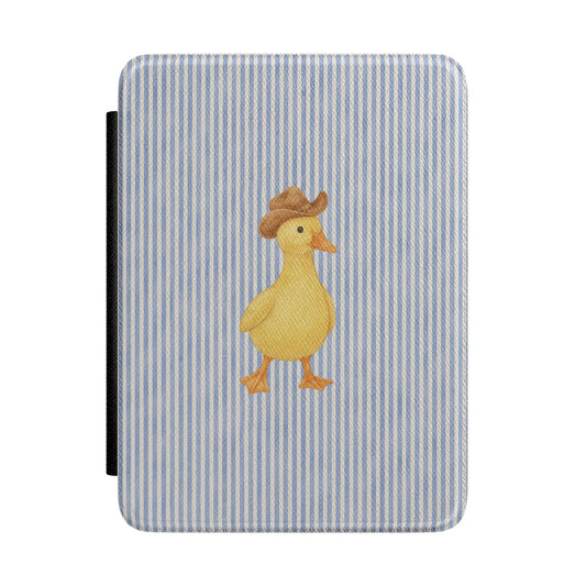 Blue Stripe Duckling Kindle Case - front view