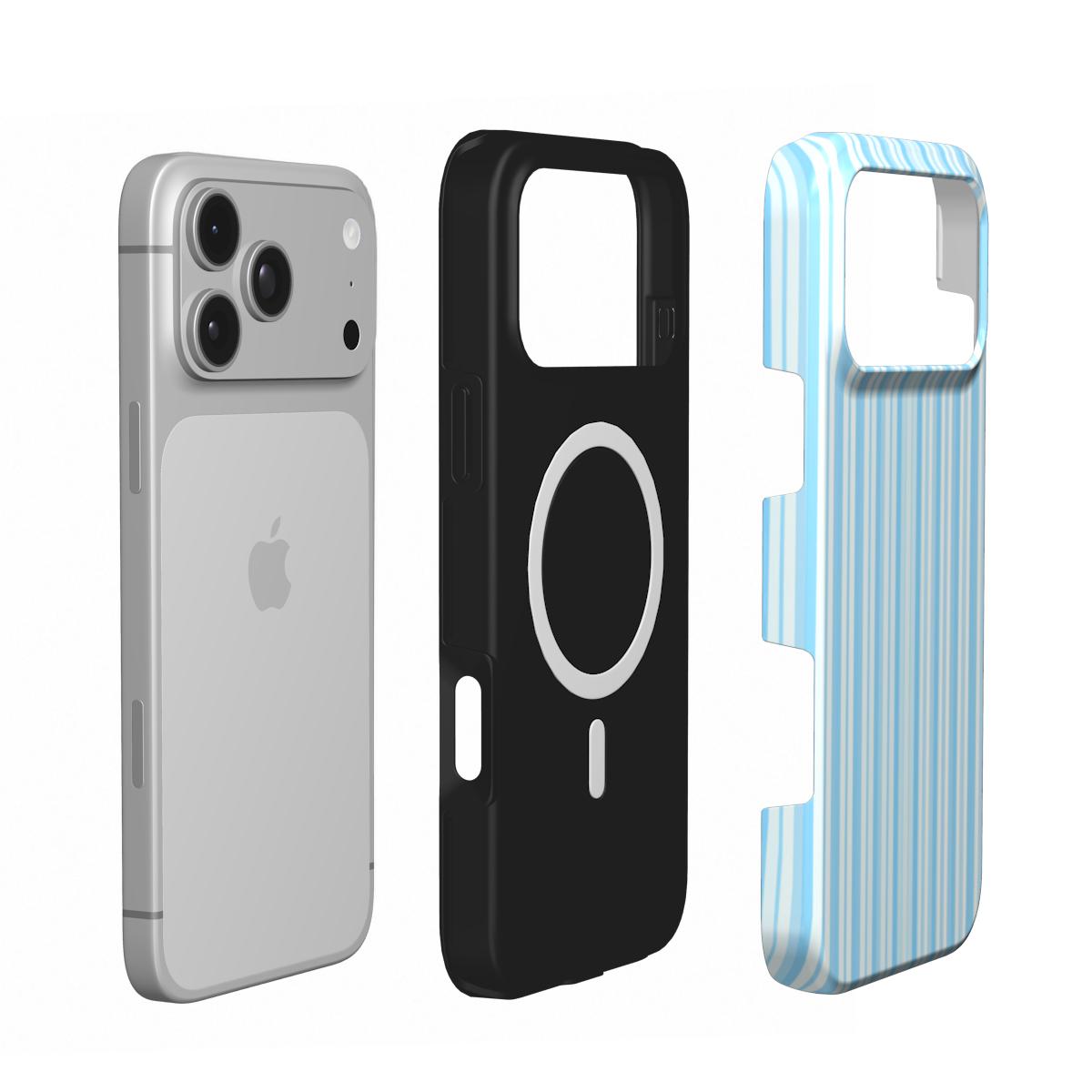 Blue Ticking Stripe phone case – MagSafe iPhone case, layer view
