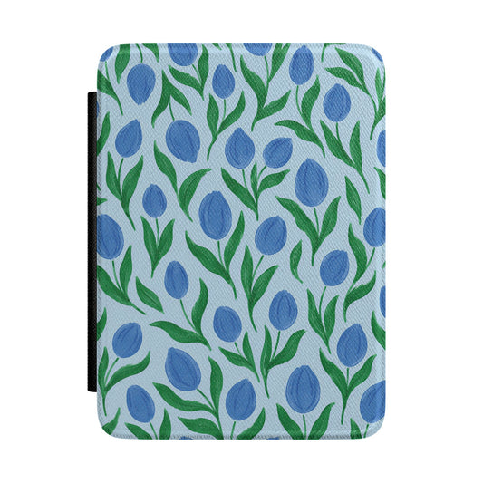 Blue Tulip Painterly Kindle Case - front view