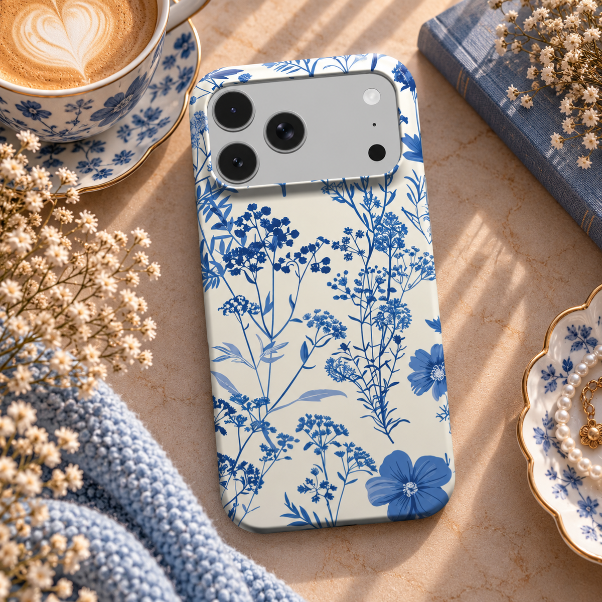 Blue Wildflower phone case – MagSafe iPhone case, lifestyle photo