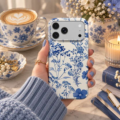 Blue Wildflower phone case – MagSafe iPhone case, styled photo