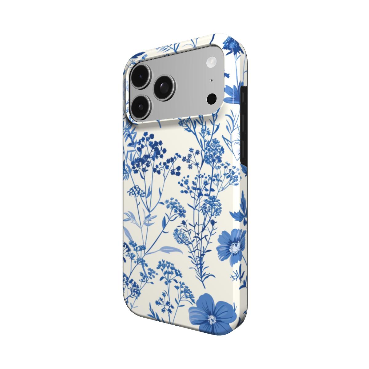 Blue Wildflower phone case – MagSafe iPhone case, detail view
