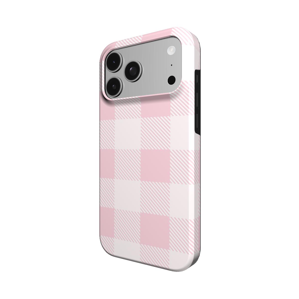 Blush Buffalo Check phone case – MagSafe iPhone case, detail view