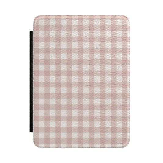 Blush Gingham Kindle Case - front view