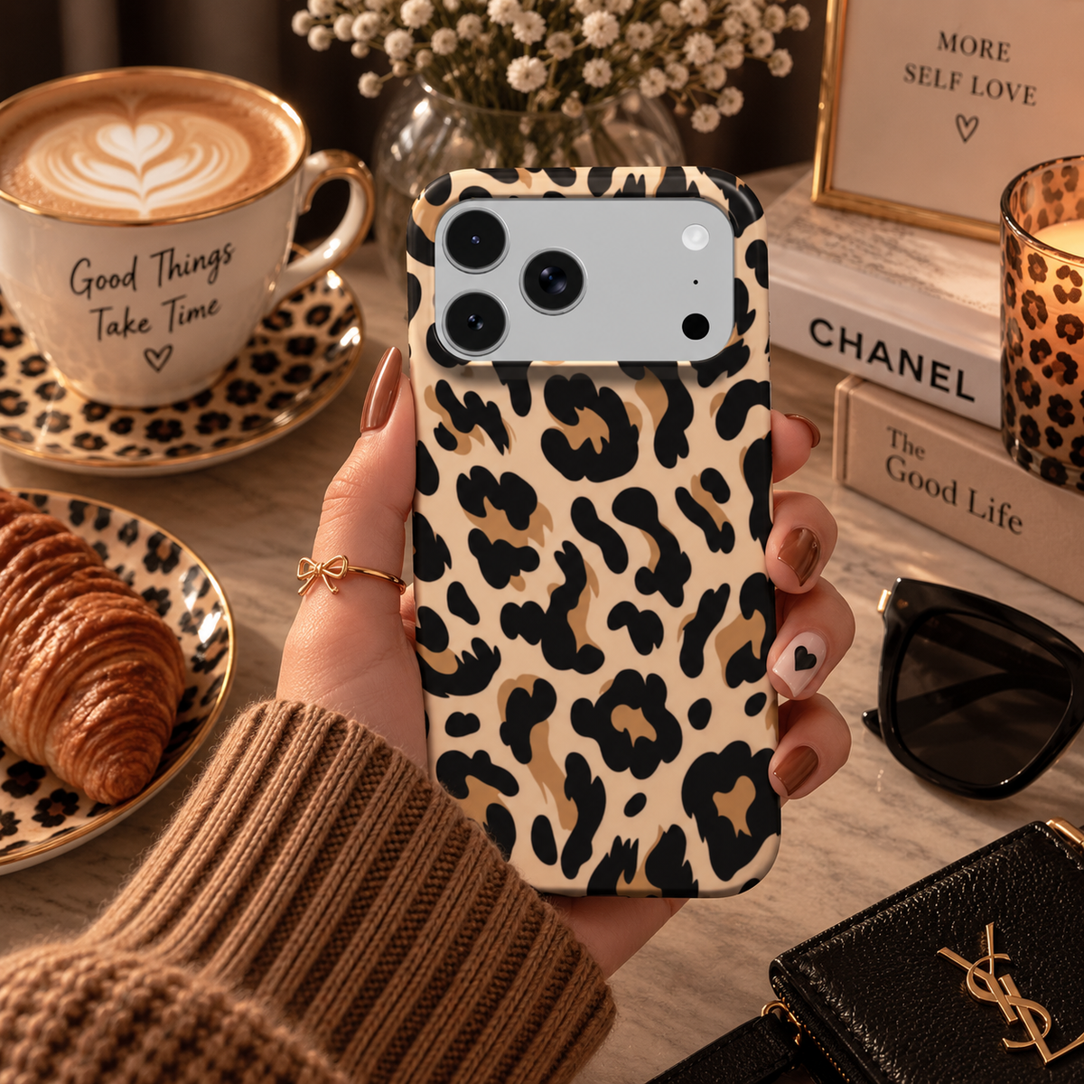 Blush Leopard phone case – MagSafe iPhone case, styled photo