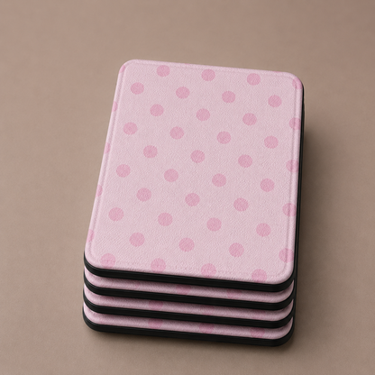Pale blush pink polka dot Kindle Paperwhite case — Coquette Reader gift for her