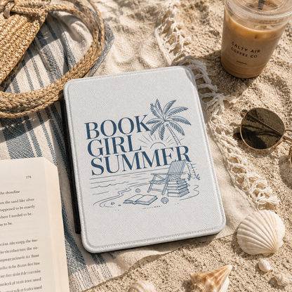 Book Girl Summer Beach Kindle case shown at an angle