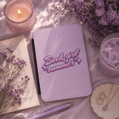 Book Girl Summer Kindle case shown at an angle