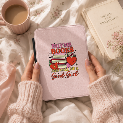Book stack sticker collage Kindle case front cover close-up — Coquette Reader BookTok print