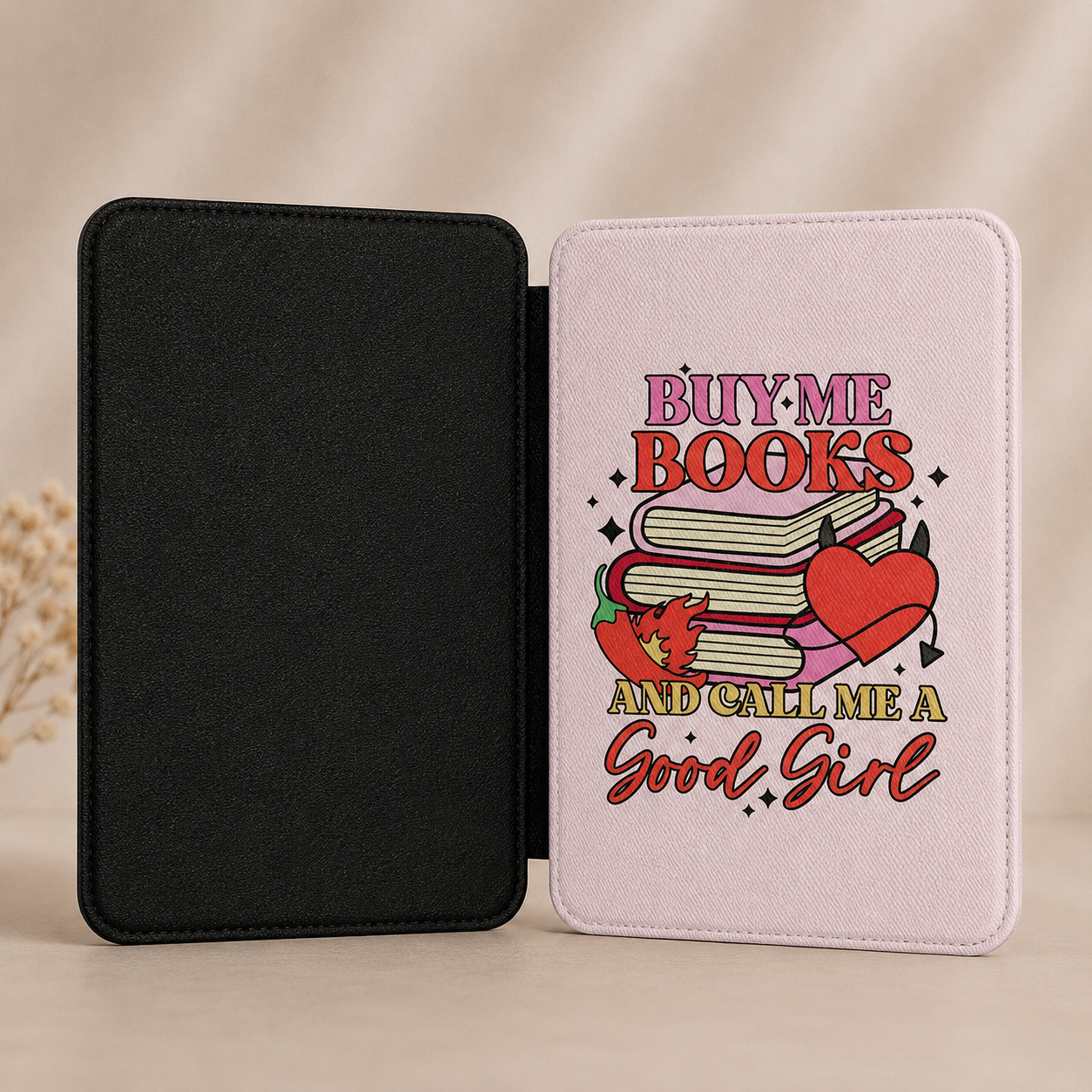 Blush BookTok collage Kindle Paperwhite case front cover — Coquette Reader gift for readers