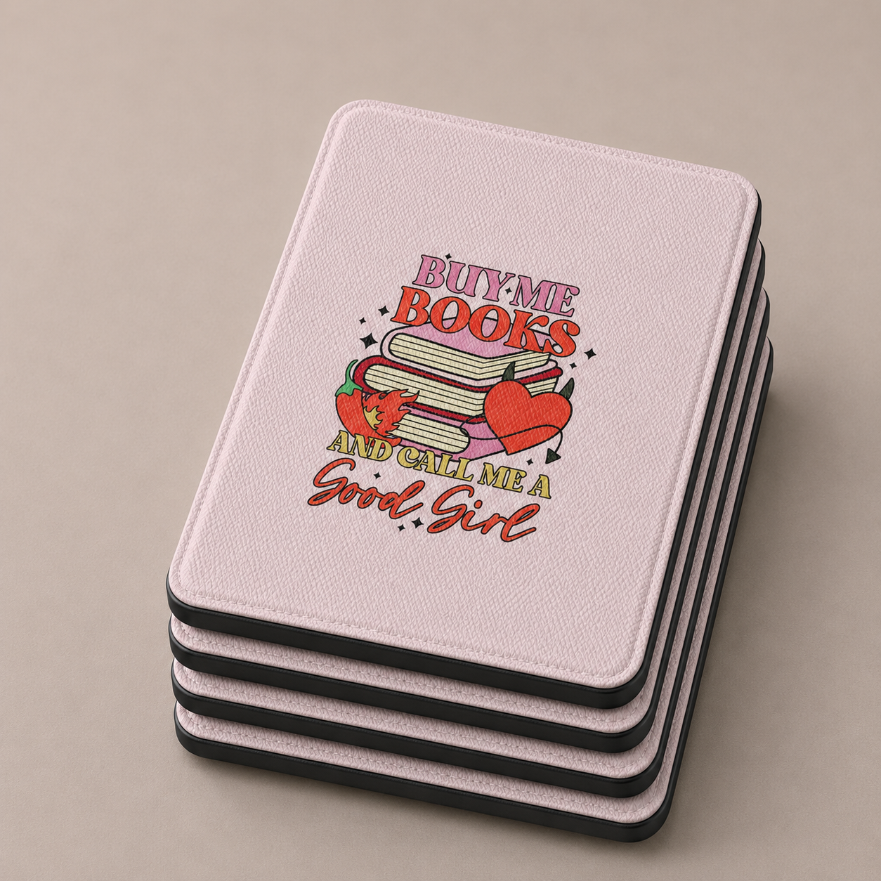 Book stack sticker Kindle case with elastic hand strap — Coquette Reader BookTok collage