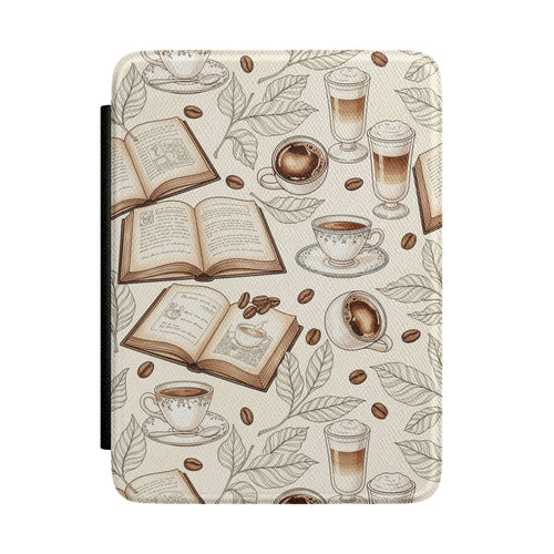 Books and Coffee Kindle case — books and coffee print