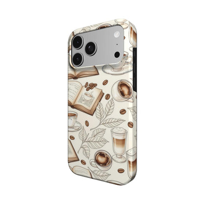 Books & Coffee phone case – MagSafe iPhone case, angled view