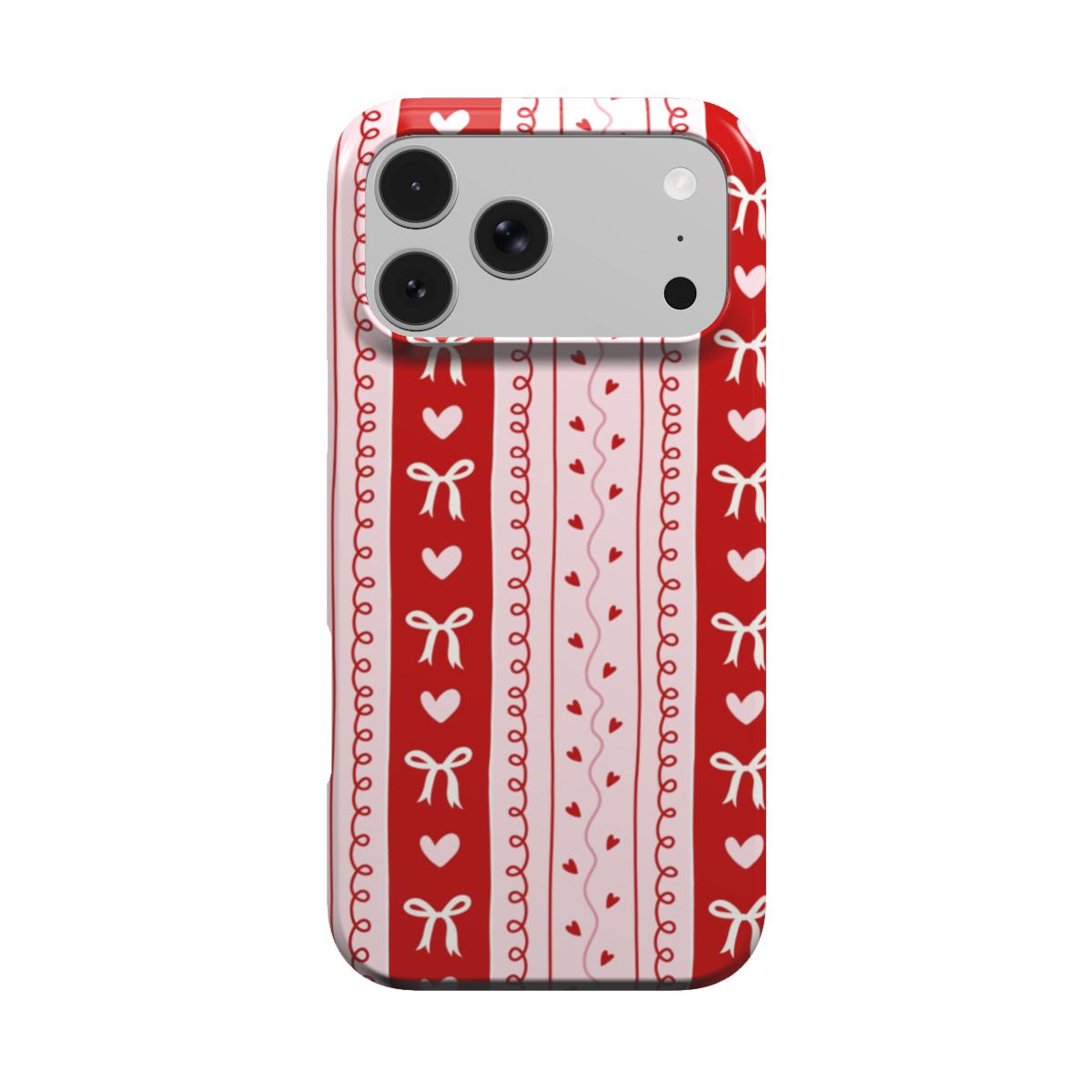 Bows & Hearts Stripe phone case – MagSafe iPhone case, front view