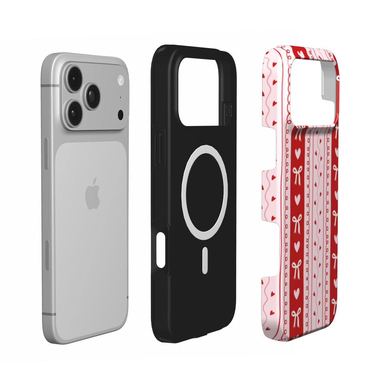 Bows & Hearts Stripe phone case – MagSafe iPhone case, second detail view