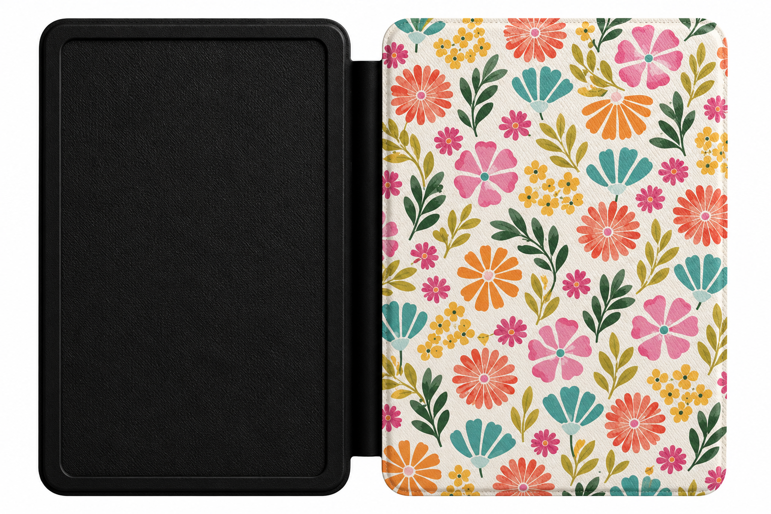 Bright Folk Floral Kindle case front cover — bright folk floral print