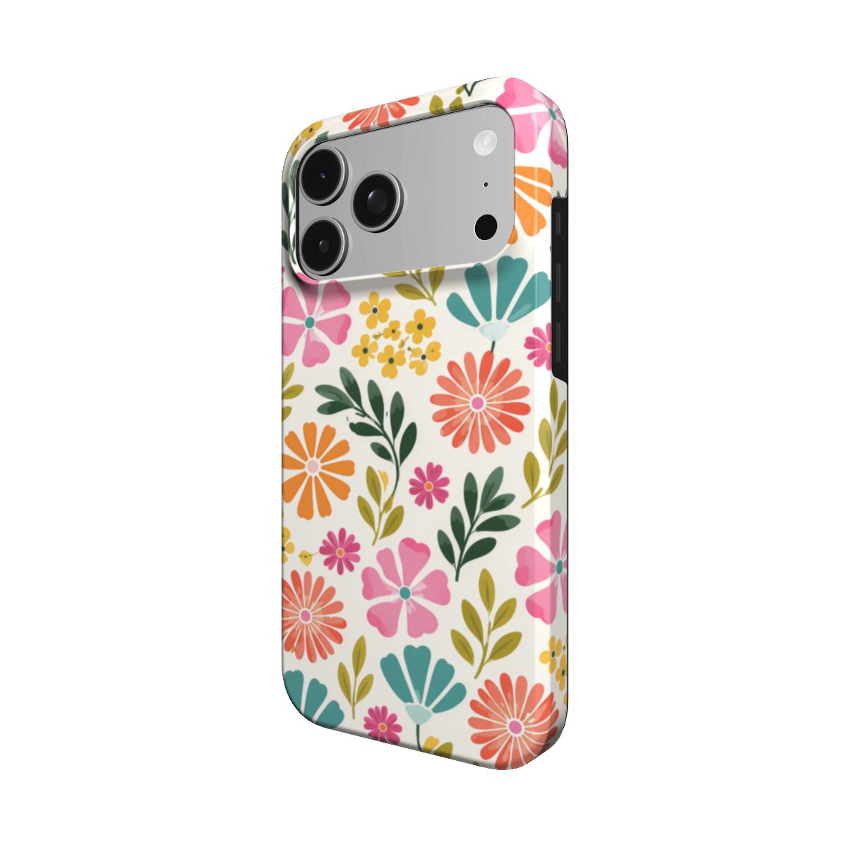 Bright Folk Floral phone case – MagSafe iPhone case, angled view