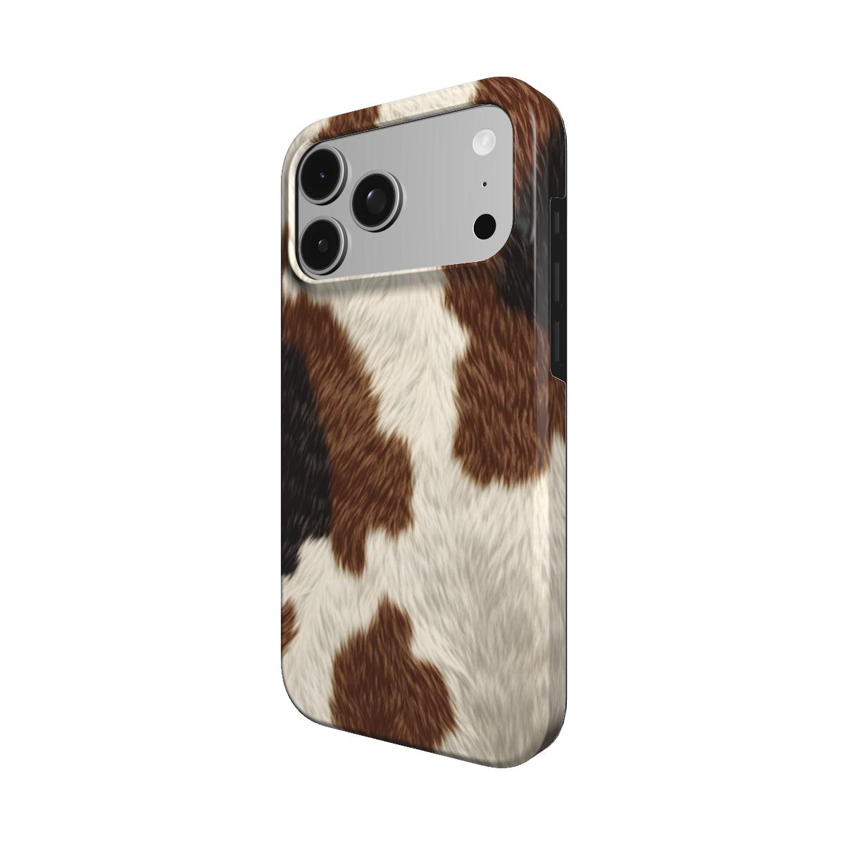 Brown Cowhide phone case – MagSafe iPhone case, detail view