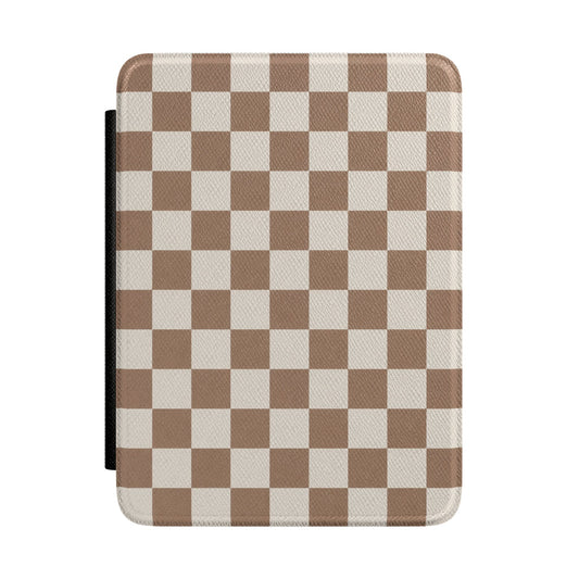 Brown Heritage Checker Kindle Case - front view