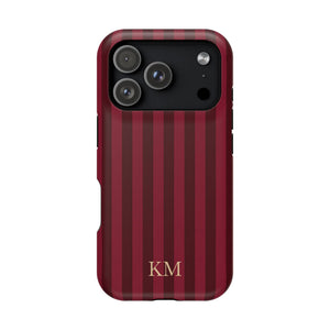Burgundy Pinstripe Phone Case — Custom Initials