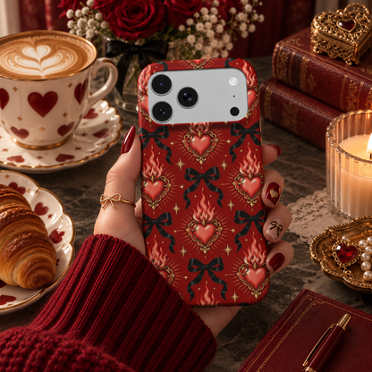 Burning Hearts & Bows phone case – MagSafe iPhone case, styled photo