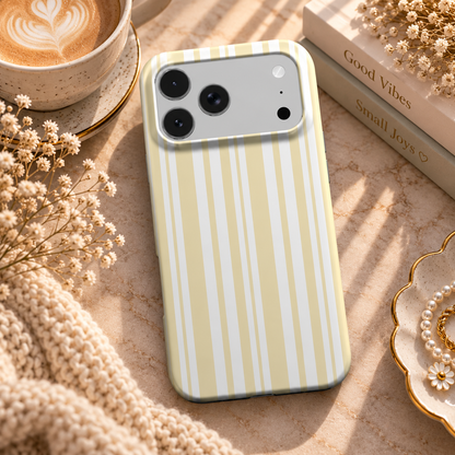 Butter Ticking Stripe phone case – MagSafe iPhone case, lifestyle photo