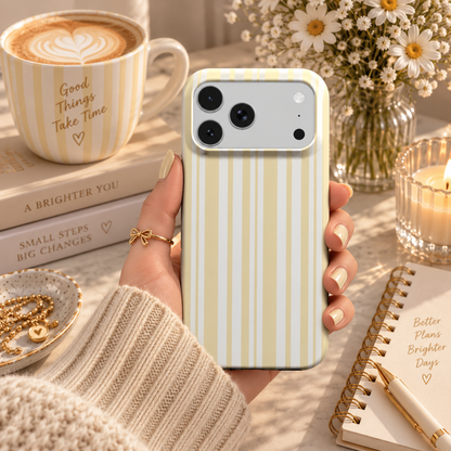 Butter Ticking Stripe phone case – MagSafe iPhone case, styled photo