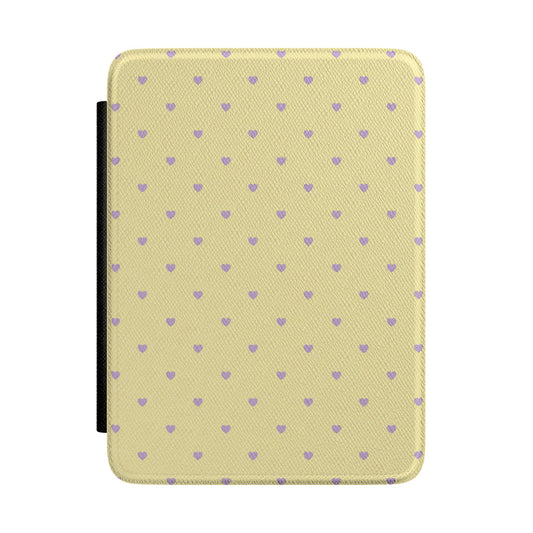 Butter Yellow and Lilac Heart Kindle Case - front view