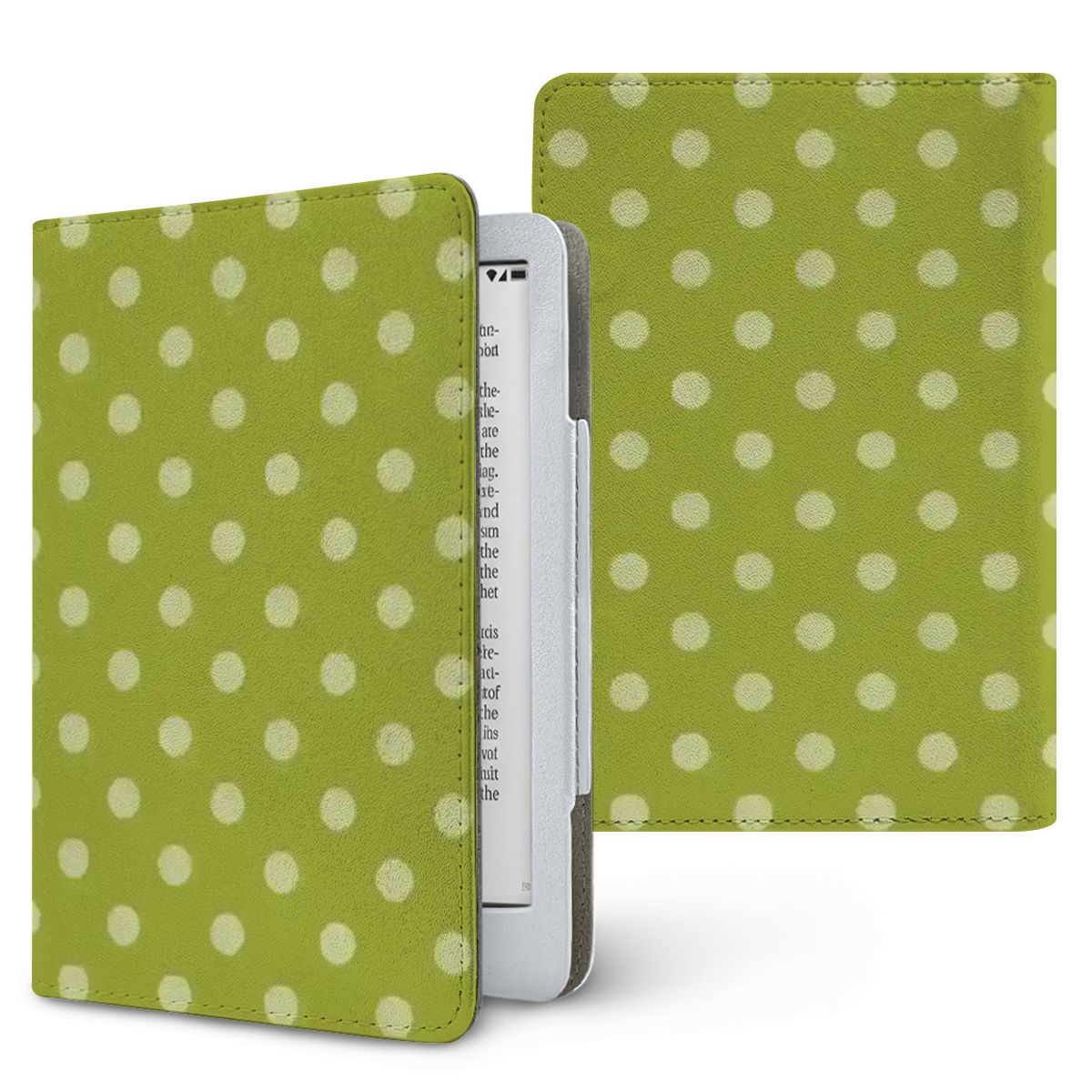 Olive Polka Dot Kindle case, printed front and back, fits Kindle Paperwhite 6.8 and 7 inch and Colorsoft