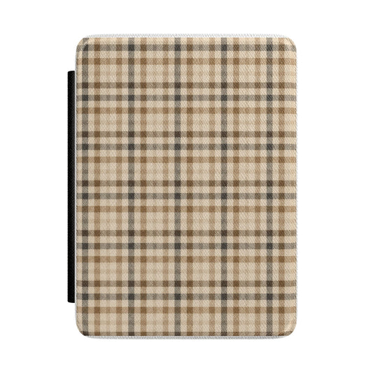 Camel and Black Tartan Kindle Case - front view