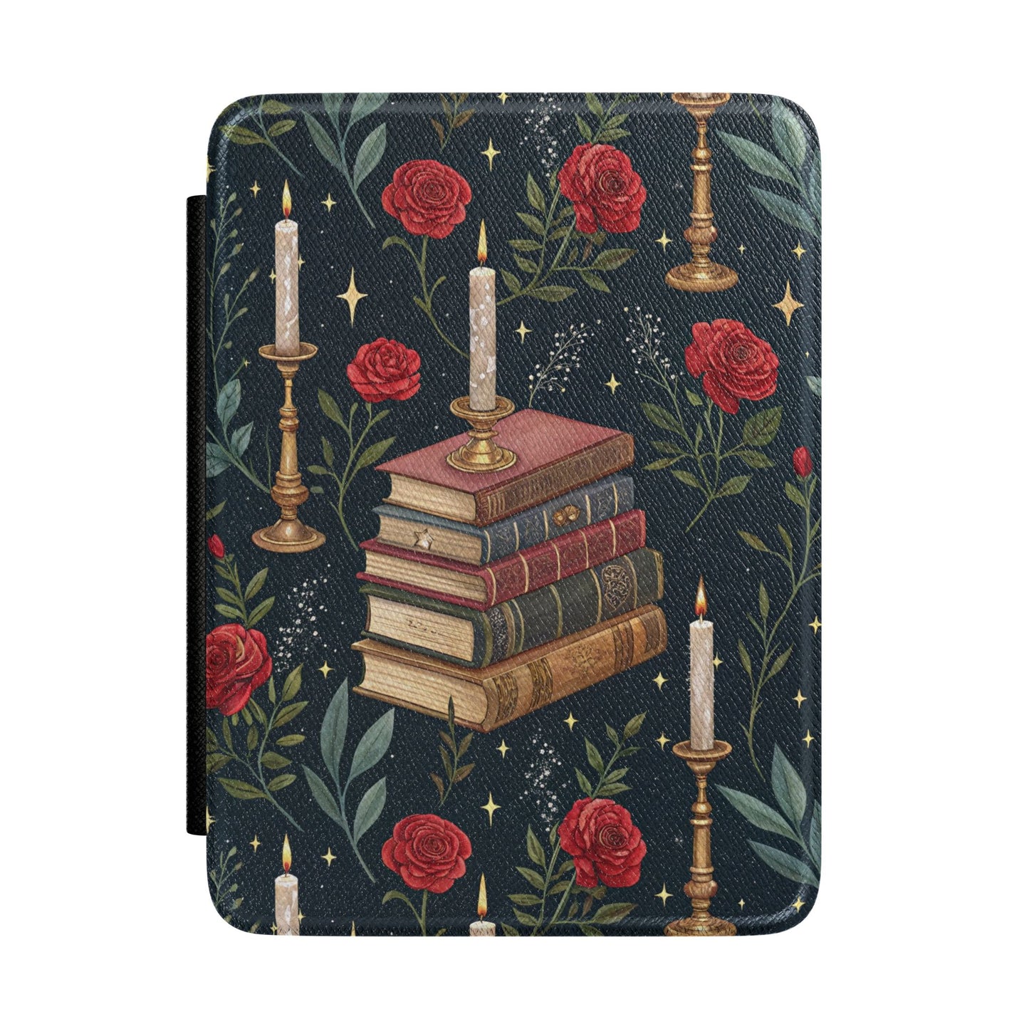 Candlelit Library Kindle case — cozy library print