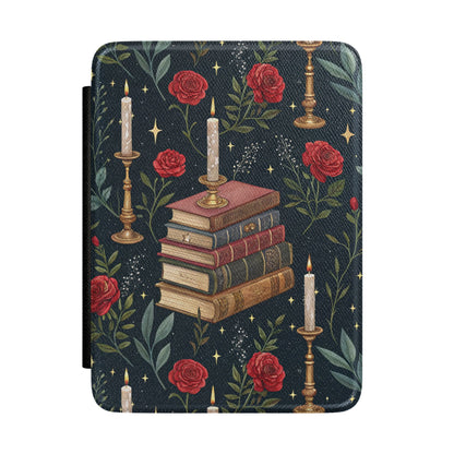 Candlelit Library Kindle case — cozy library print