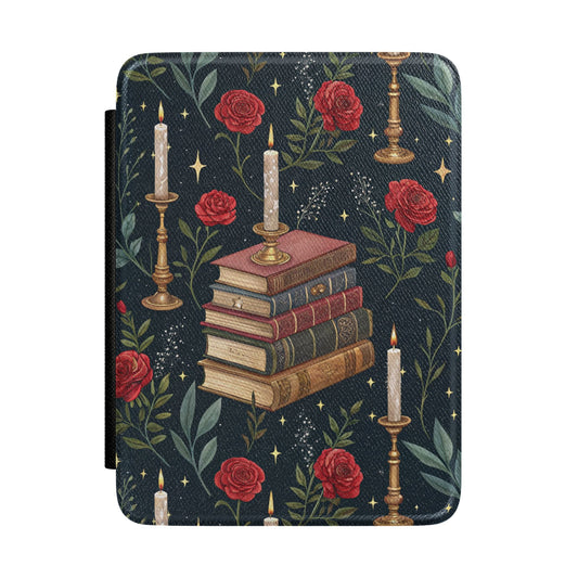 Candlelit Library Kindle case — cozy library print