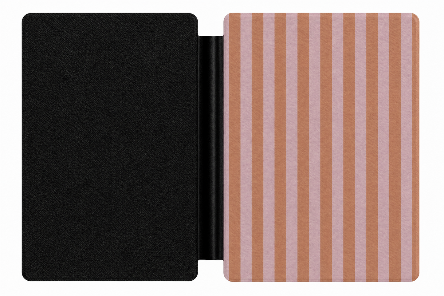 Caramel Lilac Stripe Kindle case front cover — caramel and lilac stripe print