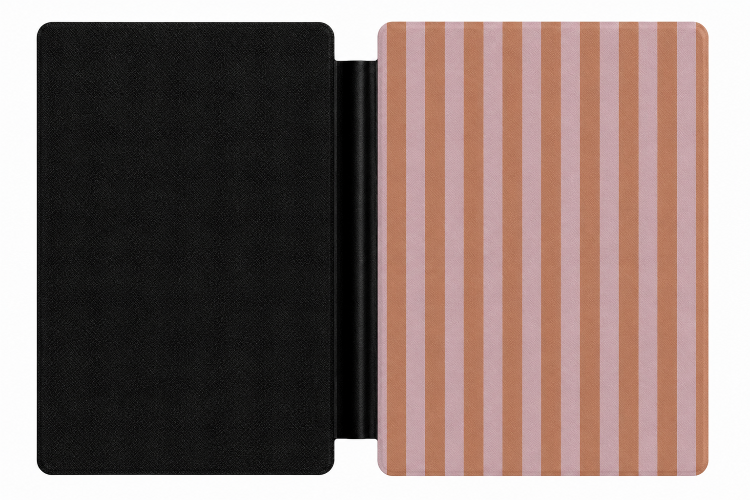 Caramel Lilac Stripe Kindle case front cover — caramel and lilac stripe print