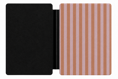 Caramel Lilac Stripe Kindle case front cover — caramel and lilac stripe print