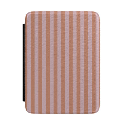 Caramel Lilac Stripe Kindle case — caramel and lilac stripe print