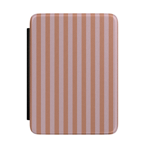 Caramel Lilac Stripe Kindle case — caramel and lilac stripe print