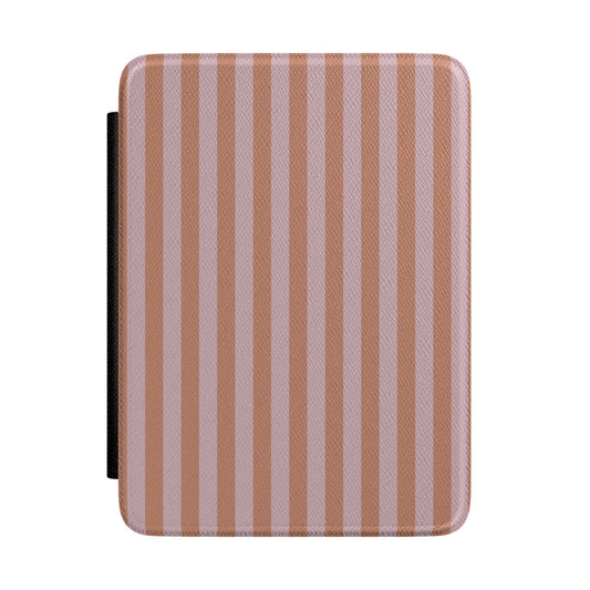 Caramel Lilac Stripe Kindle case — caramel and lilac stripe print
