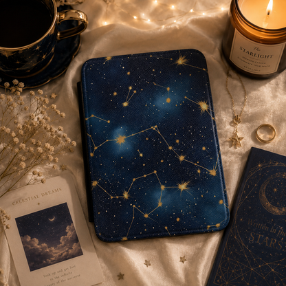 Celestial constellations Kindle case shown at an angle